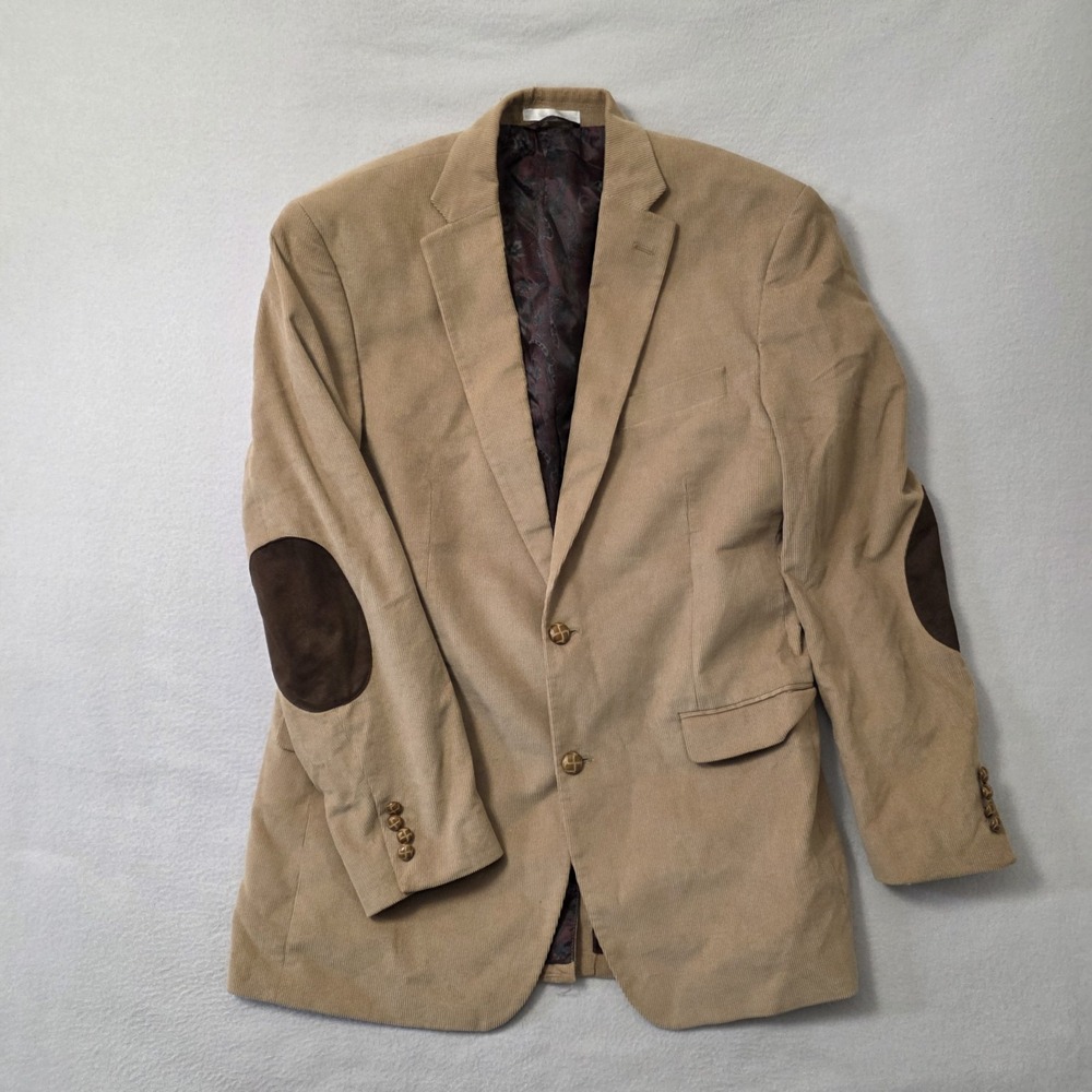 Lauren Ralph Lauren Blazer Mens 42L Tan Sport Coat Jacket Corduroy Elbow Patches